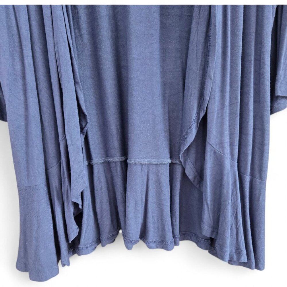 Mofavor Womens Blue Open-Front Ruffle Hem Cardigan XL Lightweight Drape - Picture 4 of 6